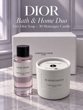 Dior Gris Dior Hand & Body Soap 20mL + 30 Montaigne Candle 35g Boxed Duo